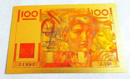 ★  BILLETS POLYMER " OR " AVEC COULEURS DU 100 FRANCS JEUNE PAYSAN ★ - 100 F 1945-1954 ''Jeune Paysan''