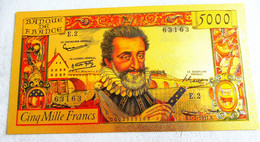 ★  BILLET POLYMER " OR " AVEC COULEURS DU 5000 FRANCS HENRI IV ★ - 5 000 F 1957-1958 ''Hendrik IV'' Van Frankrijk