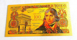 ★  BILLET POLYMER " OR " AVEC COULEURS DU 100 NOUVEAUX FRANCS / 10000 FRANCS NAPOLEON BONAPARTE ★ - 1955-1959 Sobrecargados (Nouveau Francs)