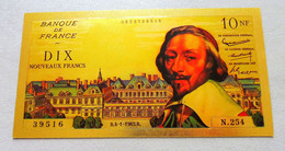 ★  BILLET POLYMER " OR " AVEC COULEURS DU 10 NOUVEAUX FRANCS RICHELIEU ★ - 10 NF 1959-1963 ''Richelieu''