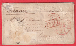 VALENTINE LOVE LETTER NEW YORK USA 1861 ST ETIENNE LOIRE PP ENCADRE ROUGE - …-1845 Prephilately