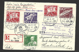 Sweden 1936 Post Anniversary 4 Values On Registered FDC , Nice Ship MS Gripsholm Marine FDI Cancels - Barche