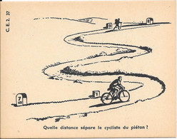 Fiche Cartonnée Thème Mathématiques - Calcul - C.E.2 -   Quelle Distance Sépare Le Cycliste Du Piéton ? - Learning Cards