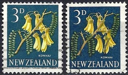 New-Zealand 1960 - Mi 396A - YT 387 ( Flowers Of Kowhai ) Two Shades Of Color - Perf. 15 X 14 - Variétés Et Curiosités