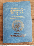 Refuge Travel Document United States Of America Department Of Justice -not Passport - Visiting Cards