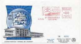 Enveloppe - EMA à 000F 25eme Anniversaire Du Conseil De L'Europe Strasbourg R.P. 6/5/1974 - Freistempel