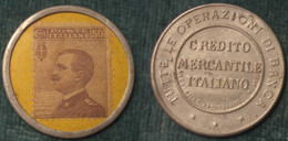 M_p> CURIOSITA' Gettone/token - Moneta Di Necessità Con Francobollo Da 50 Centesimi - CREDITO MERCANTILE ITALIANO - Monedas/ De Necesidad