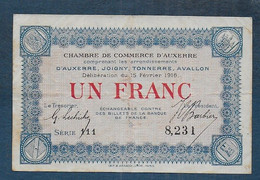 Chambre De Commerce D' AUXERRE -  1 Franc - Pirot N° 8 - Chambre De Commerce