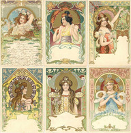 Jugendstil 6'er Serie Frauen I-II Art Nouveau Femmes - Andere & Zonder Classificatie