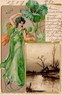 Jugendstil Frau Blumen  Künstlerkarte I-II Art Nouveau - Altri & Non Classificati