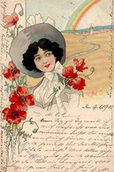 Jugendstil Frau Blumen Künstlerkarte 1900 I-II Art Nouveau - Otros & Sin Clasificación