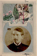 Jugendstil Frau U. Portraitfoto Mann Künstlerkarte I-II Art Nouveau - Altri & Non Classificati