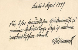 Bismarck Autograph Dankschreiben Anläßlich Eines Geburtstags Glückwunsch 1889 I-II (kleine Einrisse) - Non Classés