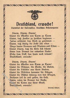 NS-LIEDKARTE WK II - NSDAP STURMLIED -DEUTSCHLAND ERWACHE!- V. Dietrich Eckart - Keine Ak I-II - Oorlog 1939-45