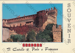 CARTOLINA  SOUVENIR GRADARA,PESARO,MARCHE,IL CASTELLO DI PAOLO E FRANCESCA,BELLA ITALIA,RELIGIONE,MEMORIA,VIAGGIATA 1974 - Pesaro