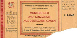 WK II KdF Eintrittskarte Deutsches Soldatentheater Paris I-II - Weltkrieg 1939-45