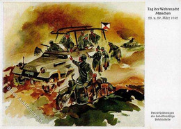 MÜNCHEN WK II - TAG Der WEHRMACHT 1942 - Panzerspähwagen Sign. Künstlerkarte I - Guerre 1939-45