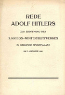 WHW Buch Rede Adolf Hitlers Zur Eröffnung Des 3. Kriegs-WHW 1941 Berliner Sportpalast 23 Seiten II - Guerre 1939-45