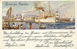 SANSIBAR - Schiffs-Litho Gruss Aus Sansibar, 1903 - Sign. Willy Stöwer I-II Montagnes - Altri & Non Classificati
