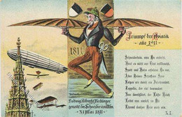 ULM - TRIUMPH Der AVIATIK 1911 Künstlerkarte Sign. Th. Flock I - Altri & Non Classificati