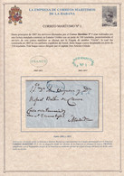 1845. LA HABANA A MADRID. MARCA CORREO MARITIMO Nº 1 Y FRANCO RECERCADO. EMPRESA CORREOS MARÍTIMOS. MUY BONITA. - Prephilately