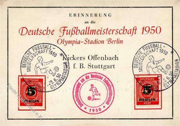 FUSSBALL - DEUTSCHE FUSSBALLMEISTERSCHAFT 1950 Olympia-Stadion Berlin - KICKERS OFFENBACH - V.f.B. STUTTGART So-karte Mi - Olympic Games