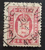 DANMARK DANEMARK 1875, Timbre De Service Yvert No 8 B , 8 Ore Rouge Carmin D 14  , Obl TB - Dienstzegels