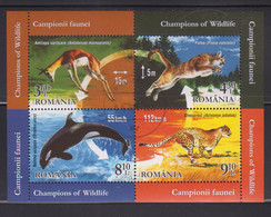 ROMANIA 2015: QUICKEST MAMMALS, Used Souvenir Block - Registered Shipping! Envoi Enregistre! - Used Stamps