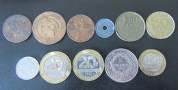 France - 11 Monnaies Entre 1885 (5 Centimes Cérès) Et 2000 (10 Francs Génie De La Bastille) - Verzamelingen