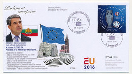 Env Affr 1,00E Euro 2016, Obl Session Parlement Européen Strasbourg 06/6/2016 - M. Rosen Plevneliev, Bulgarie - Covers & Documents