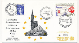 CHYPRE - Env. Commémo "Campagne Européenne Pour La Renaissance De La Cité" 28/9/1981 + Cachet Strasbourg - Cartas