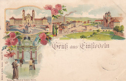 EINSIEDELN -  SZ - SCHWEIZ - SUISSE - RARE LITHOGRAPHIE DE 1897 - BEL AFFRANCHISSEMENT POSTAL. - SZ Schwyz