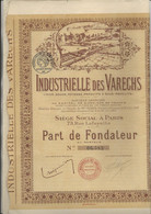 LOT DE 5 PARTS DE FONDATEUR INDUSTRIELLE DES VARECHS - ANNEE 1917 - Agriculture