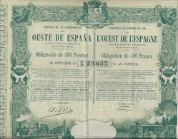 COMPAGNIE DES CHEMINS DE FER DE L'ESPAGNE-OBLIGATION ILLUSTREE DE 500 FRS -ANNEE 1894 - Ferrocarril & Tranvías