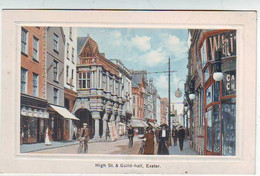 EXETER . HIGH St. & GUILD-HALL . EXETER . Carte Avec Cadre Gaufré - Exeter