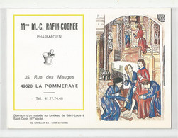 Carte De Visite La Pommeraye 49 Maine Et Loire Rafin Pharmacie 35 Rue Des Mauges Calendrier 1988 13x9,5 Cm - Cartes De Visite