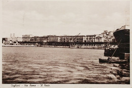 Cartolina - Cagliari - Via Roma - Il Porto - 1937 - Cagliari