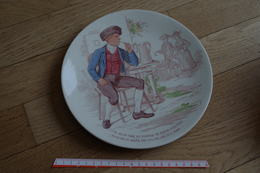 X Assiette Plate Platte  Plaat  Placa  Décalco  Marque 1875 1900 Sarreguemines XIXe Juif Belle époque Bierre Pipe - Sarreguemines (FRA)