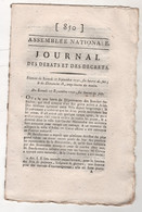 REVOLUTION FRANCAISE JOURNAL DES DEBATS 17 09 1791 - ARLES - BEAUHARNAIS ARTISTES - CENT-SUISSES - MARECHAUSSEE - GRAINS - Zeitungen - Vor 1800