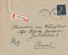 DDY 231 -  Lettre Recommandée TP Moins 10 % RAVELS En 1947 Vers Bruxelles - 1946 -10%