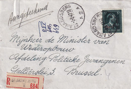 DDY 236 -  Lettre Recommandée TP Moins 10 % ST AMANDSBERG 2 En 1947 Vers Bruxelles - 1946 -10%