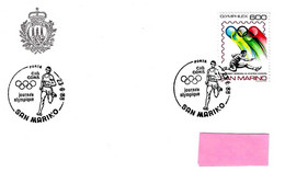 SAN MARINO - 1988 CIO CONS Giornata Olimpica (atleta, Cerchi Olimpici) Olimpiadi Seul - 4267 - Storia Postale