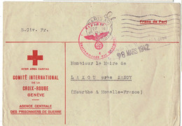 LETTRE EN FM - CROIX ROUGE - AGENCE DES PRISONNIERS DE GUERRE + CENSURE ALLEMANDE -   27/3/1942 - TTB - Red Cross