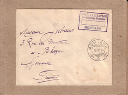 LETTRE DE MONTANA POUR BLAYE GIRONDE GRIFFE " HOSPITALISATION DES INTERNES FRANCAIS " - 1916 - Covers & Documents