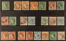 1862-87 OLD TIME USED COLLECTION. A Queen Victoria Range Presented On A Stock Card That Includes An 1862 No Wmk 6d Green - Other & Unclassified