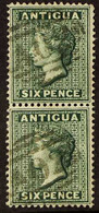 1876 6d Blue-green, Watermark Inverted And Reversed, SG 18y, Vertical Pair, Fine Used. A Scarce Multiple. For More Image - Sonstige & Ohne Zuordnung