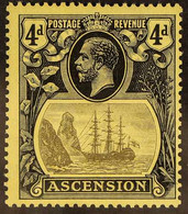 1924-33 4d Grey- Black And Black / Yellow With TORN FLAG Variety, SG 15b, Never Hinged Mint. For More Images, Please Vis - Ascension