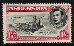 1949 1½d Black And Carmine Perf. 14, Showing CUT MAST AND RAILINGS, SG 40eb, Fine Never Hinged Mint. For More Images, Pl - Ascension