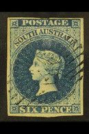 SOUTH AUSTRALIA 1855 6d Deep Blue, Imperf, Wmk Large Star, SG 3, Very Fine Used With Light Cancel, Four Good To Large Ma - Other & Unclassified