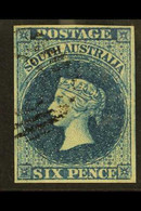 SOUTH AUSTRALIA 1855 6d Deep Blue, Imperf, Wmk Large Star, SG 3, Very Fine Used With Light Cancel, Four Margins. For Mor - Other & Unclassified